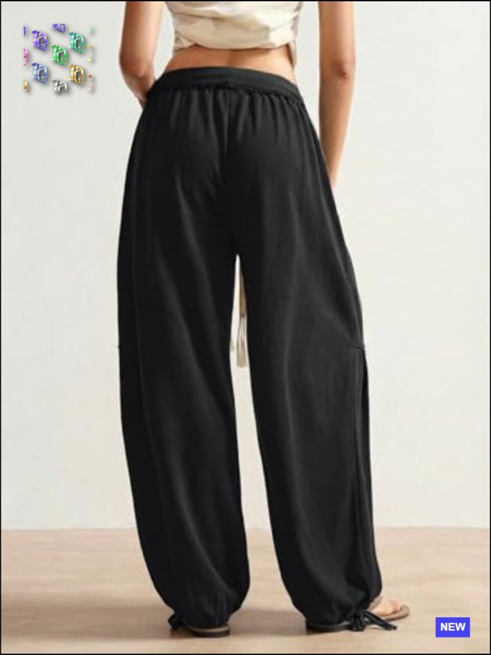 Baggy Sweatpants Drawstring Waist Jogger Pants with Pocket Wide Leg - Picture 2 of 7
